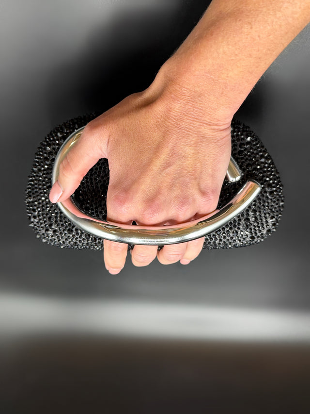 Black Rhinestone Hand Clutch