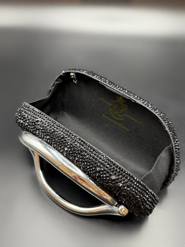 Black Rhinestone Hand Clutch