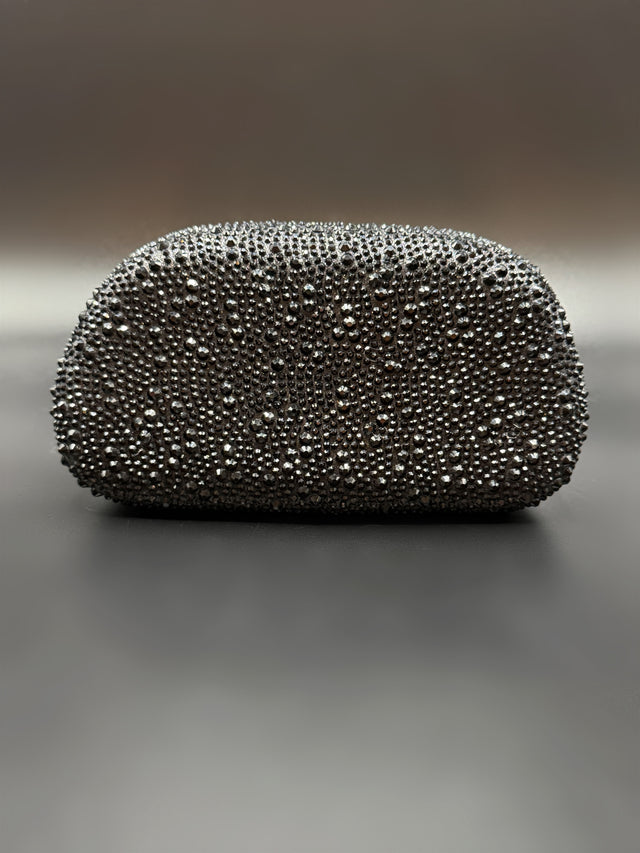 Black Rhinestone Hand Clutch