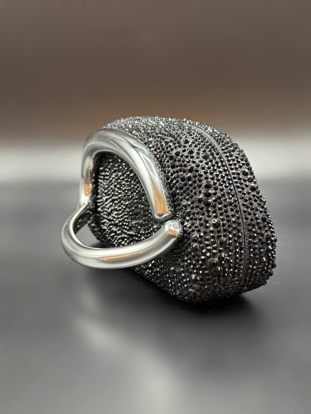 Black Rhinestone Hand Clutch