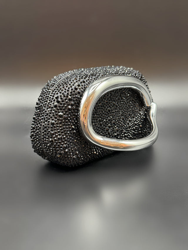 Black Rhinestone Hand Clutch