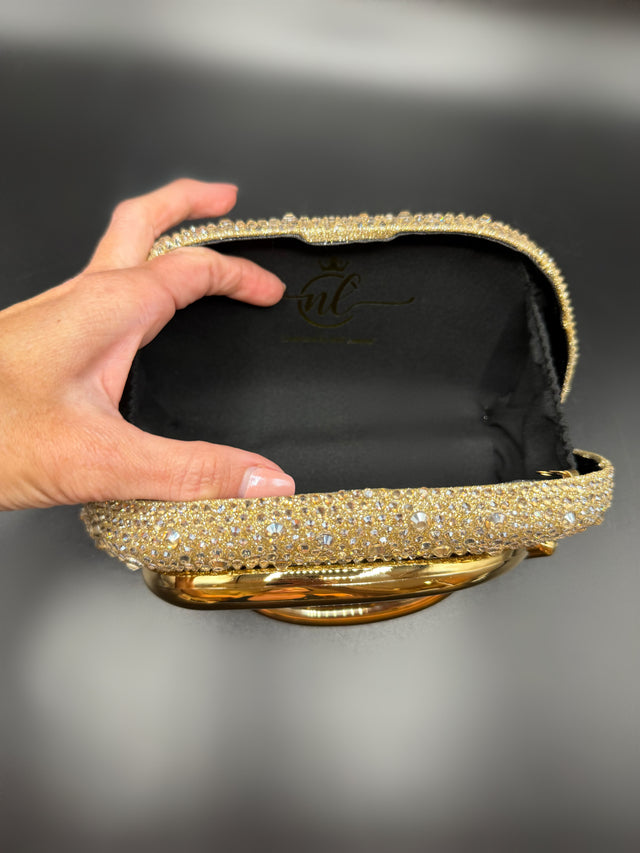 Gold Rhinestone Hand Clutch