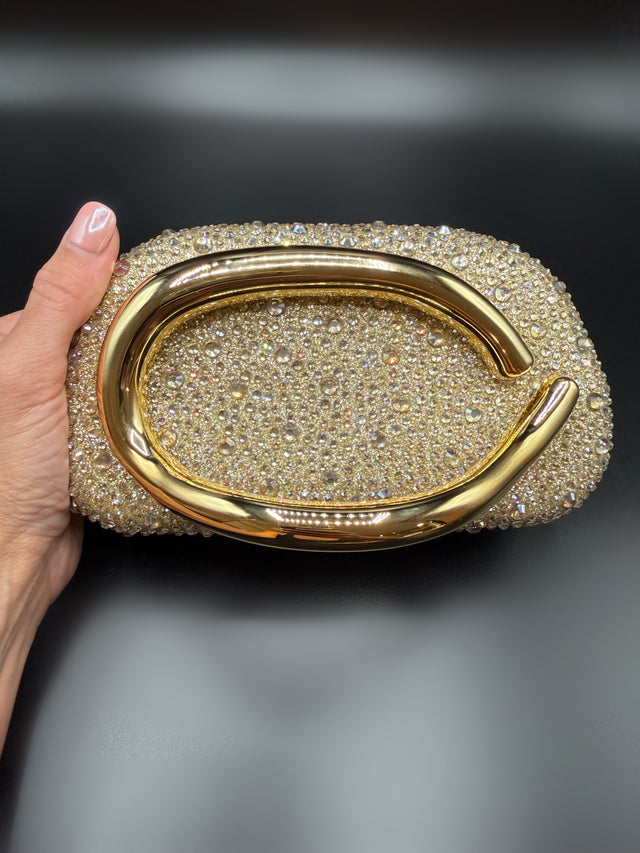 Gold Rhinestone Hand Clutch