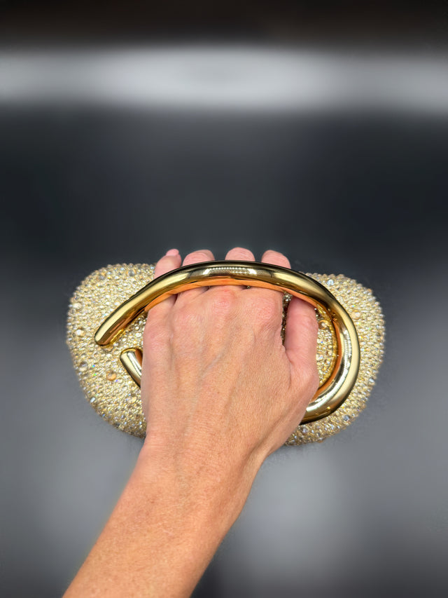 Gold Rhinestone Hand Clutch