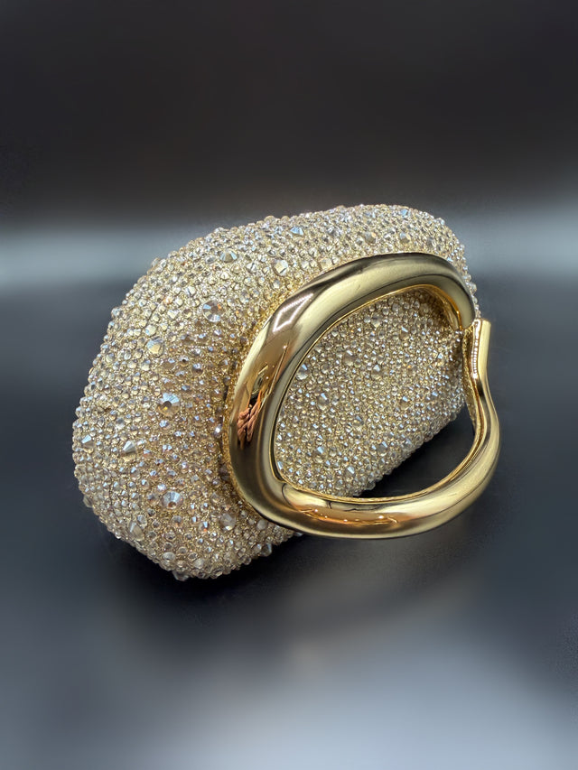 Gold Rhinestone Hand Clutch
