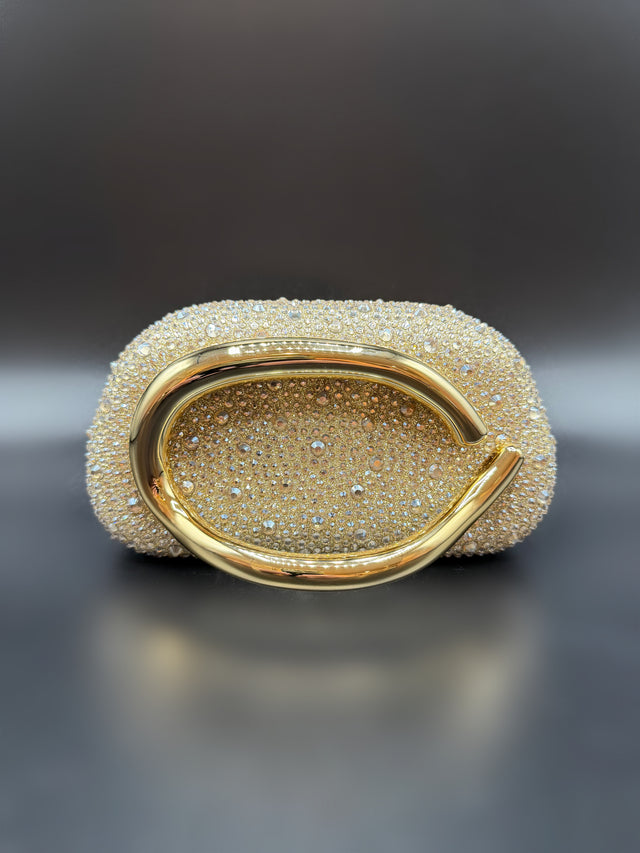 Gold Rhinestone Hand Clutch