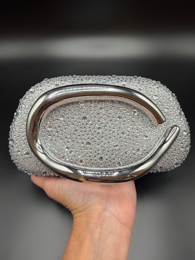 Silver Rhinestone Hand Clutch