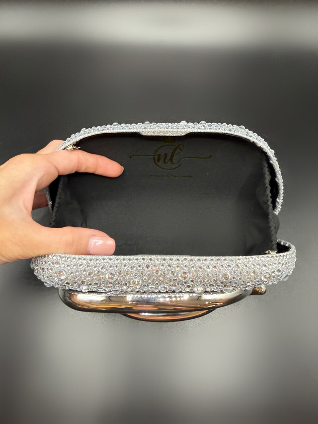 Silver Rhinestone Hand Clutch