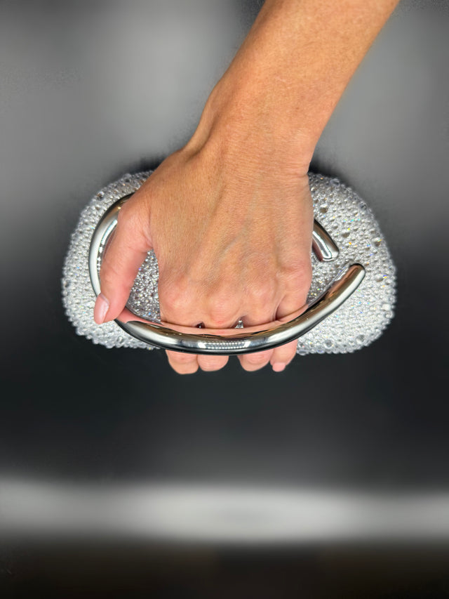 Silver Rhinestone Hand Clutch