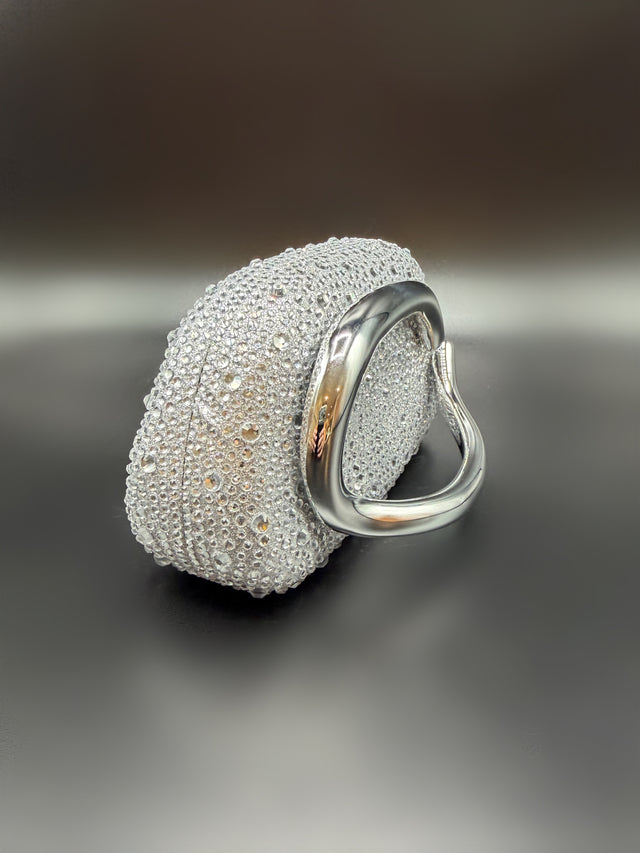 Silver Rhinestone Hand Clutch