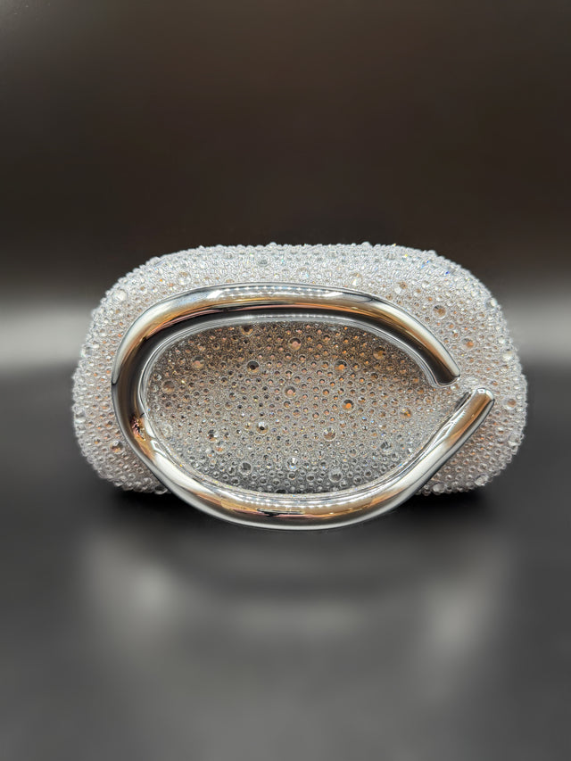 Silver Rhinestone Hand Clutch