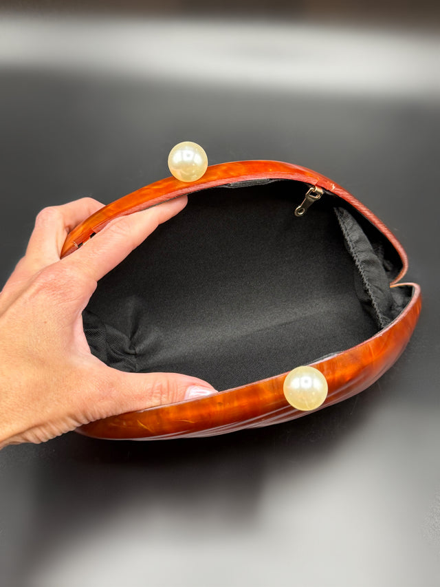 Acrylic Shell Clutch Orange