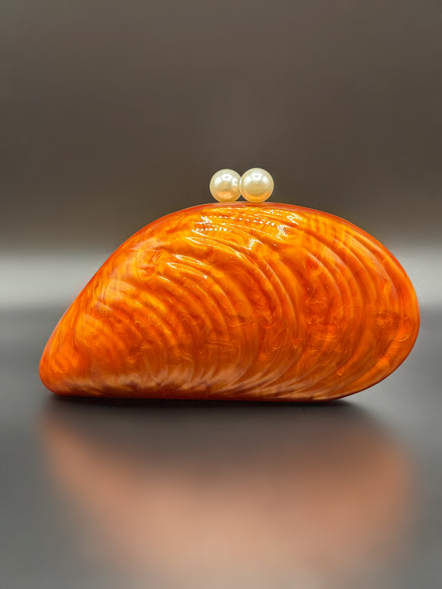 Acrylic Shell Clutch Orange
