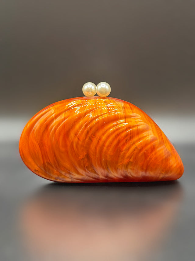 Acrylic Shell Clutch Orange