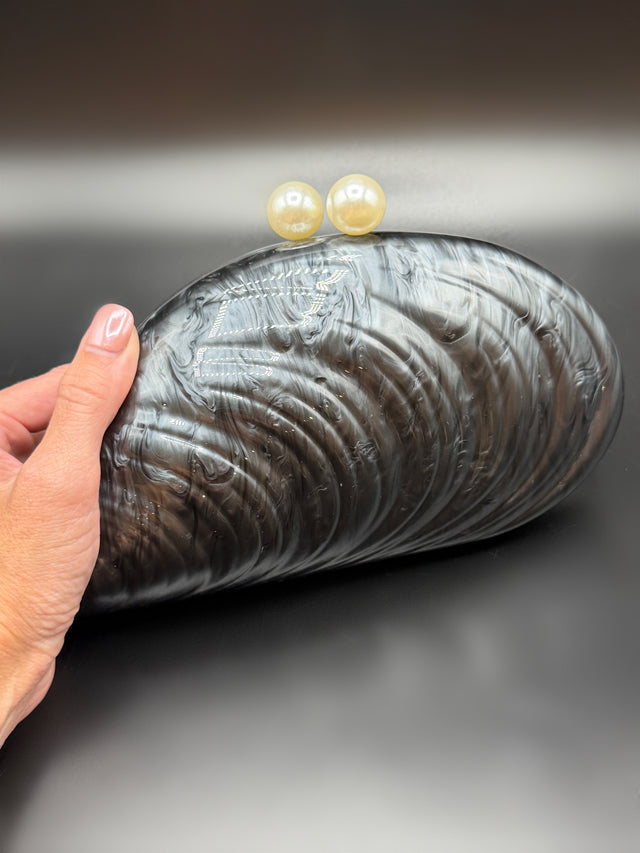 Acrylic Shell Clutch Gray