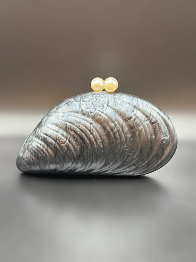 Acrylic Shell Clutch Gray
