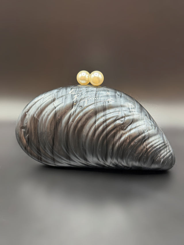 Acrylic Shell Clutch Gray