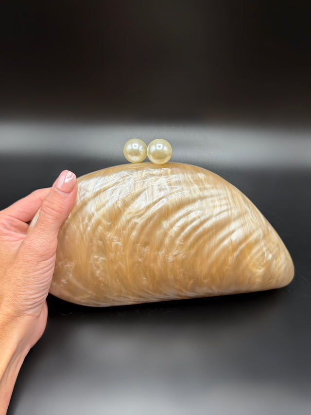 Acrylic Shell Clutch Sand