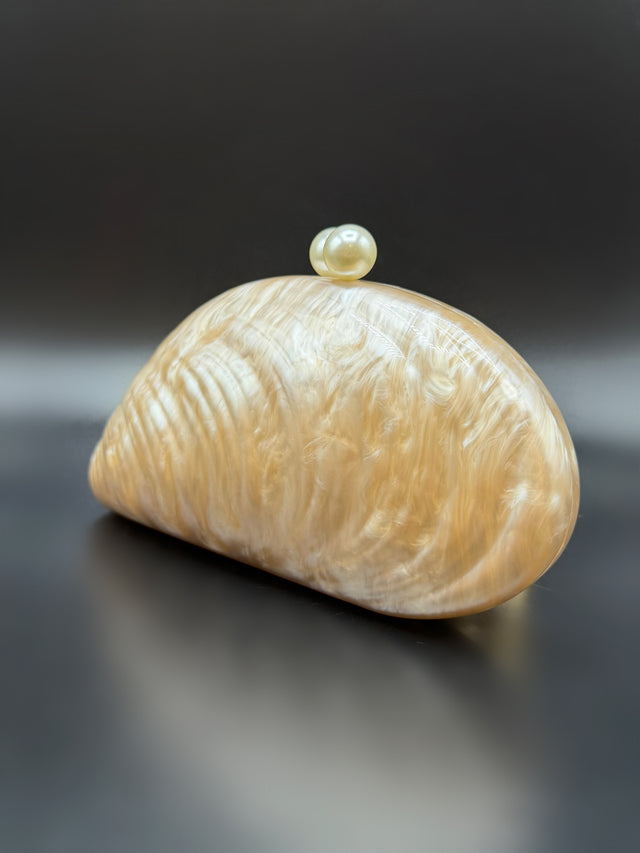 Acrylic Shell Clutch Sand