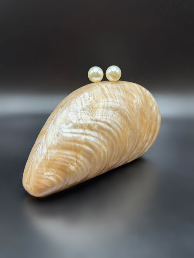 Acrylic Shell Clutch Sand