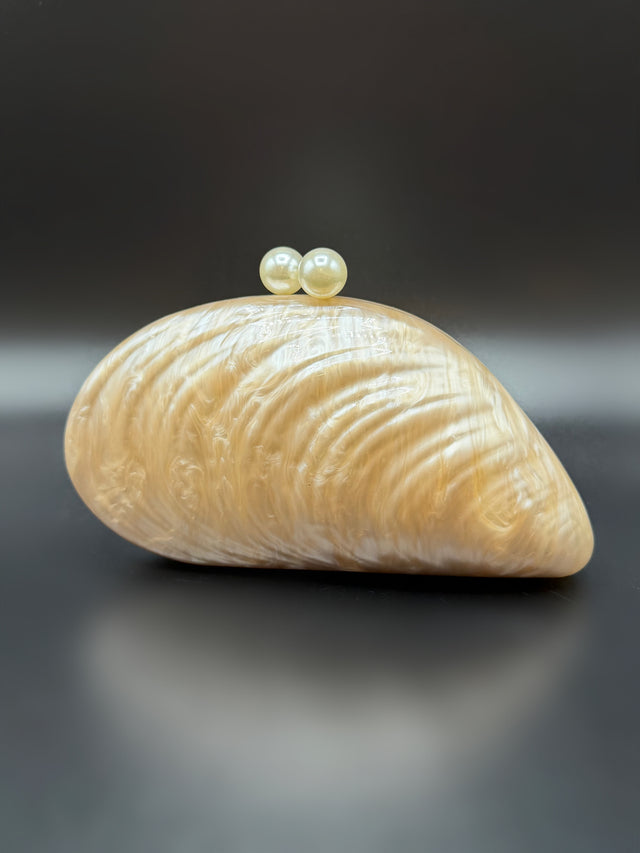 Acrylic Shell Clutch Sand