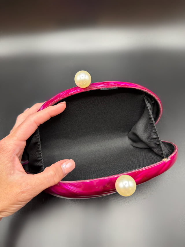 Acrylic Shell Clutch Fuchsia