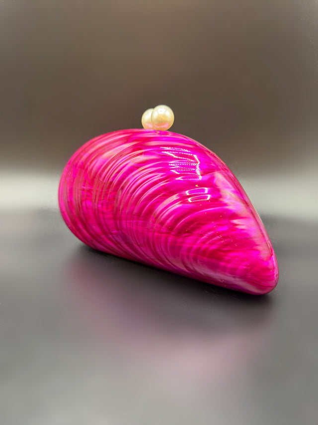 Acrylic Shell Clutch Fuchsia