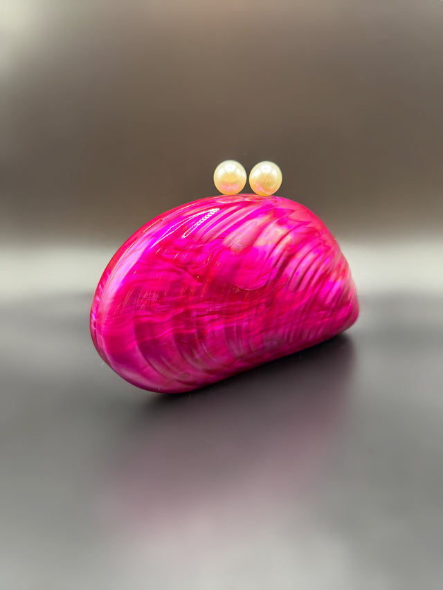 Acrylic Shell Clutch Fuchsia