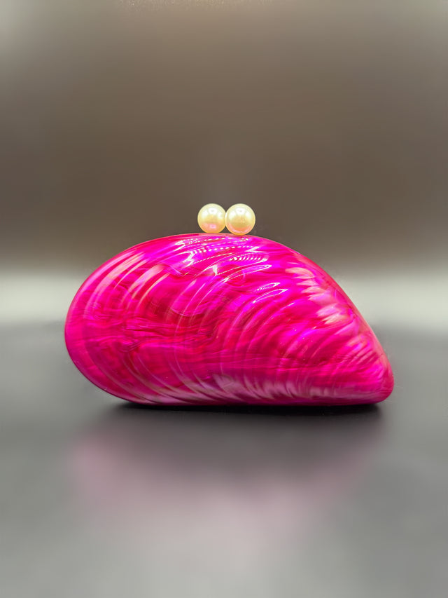 Acrylic Shell Clutch Fuchsia