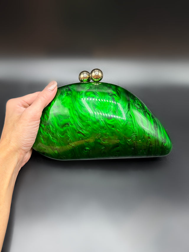 Acrylic Shell Clutch Green