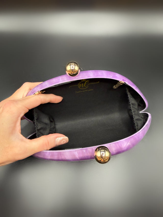 Acrylic Shell Clutch Lilac