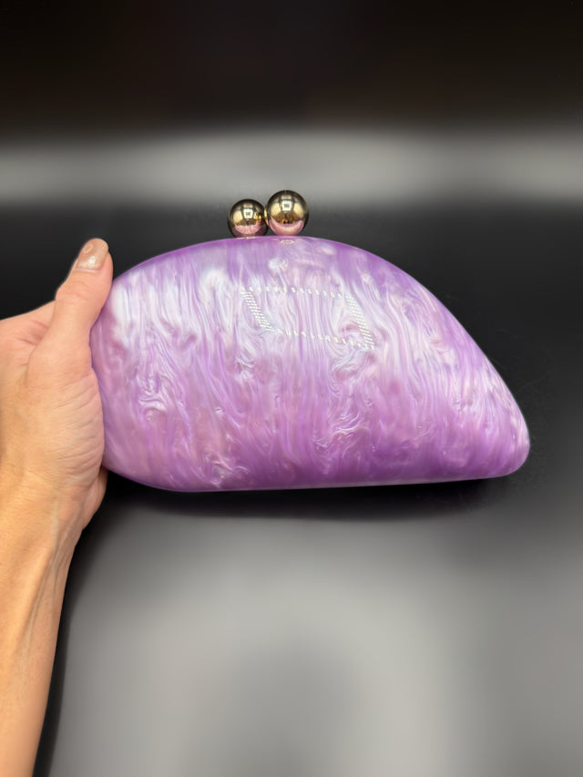 Acrylic Shell Clutch Lilac