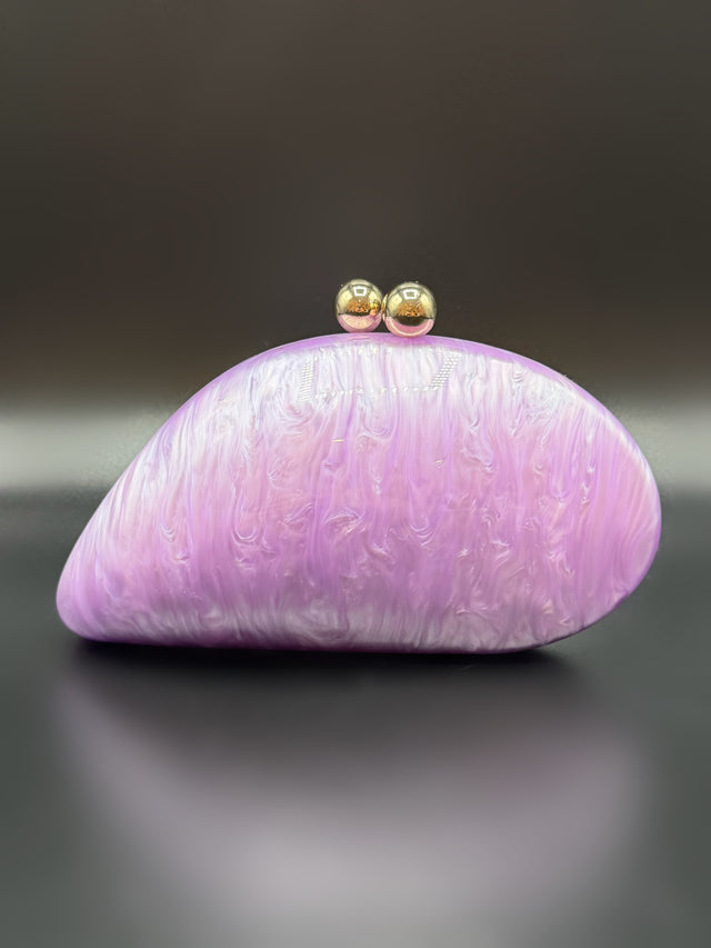 Acrylic Shell Clutch Lilac