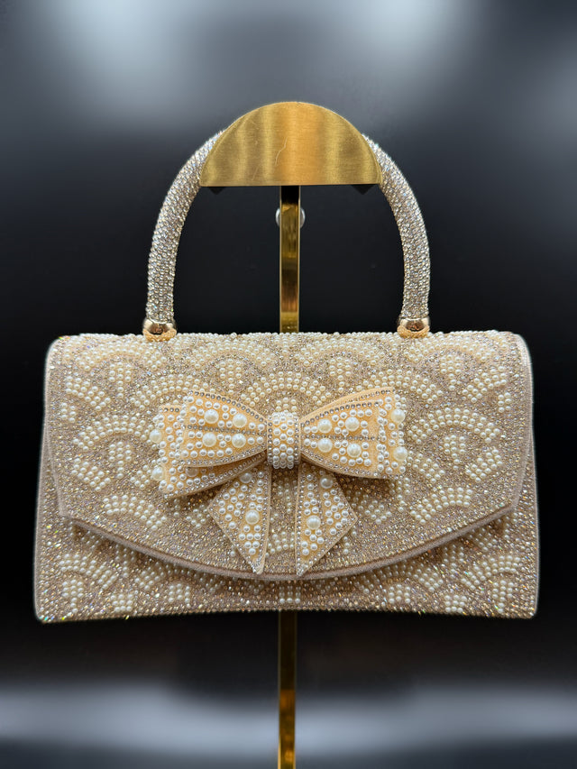 Gold Pearl Bow Top Handle