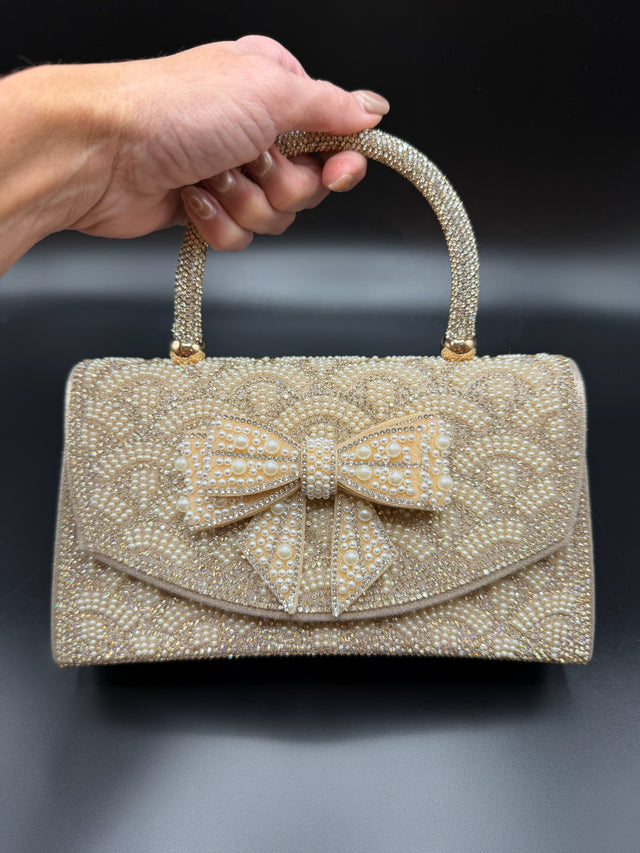 Gold Pearl Bow Top Handle