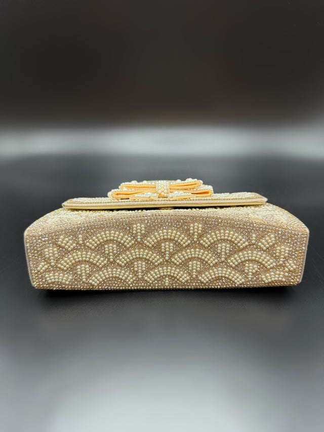 Gold Pearl Bow Top Handle
