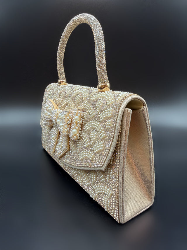 Gold Pearl Bow Top Handle