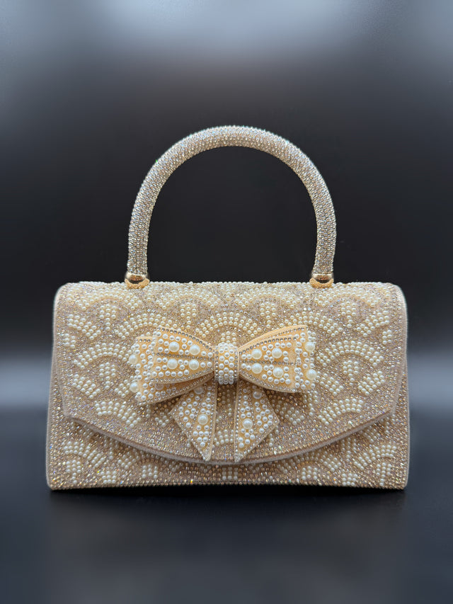 Gold Pearl Bow Top Handle