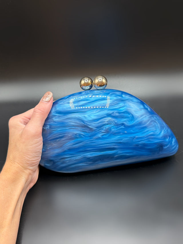 Acrylic Shell Clutch Blue
