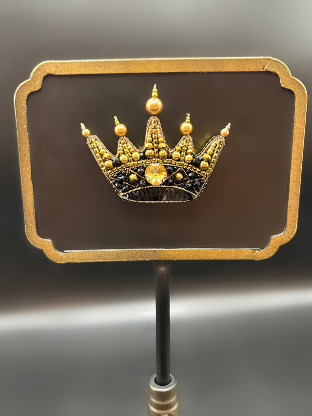 Black and Gold Crown Brooch