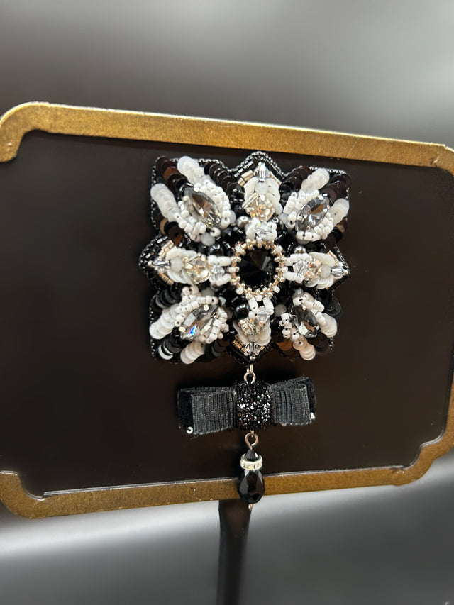 Black and White Badge Brooch