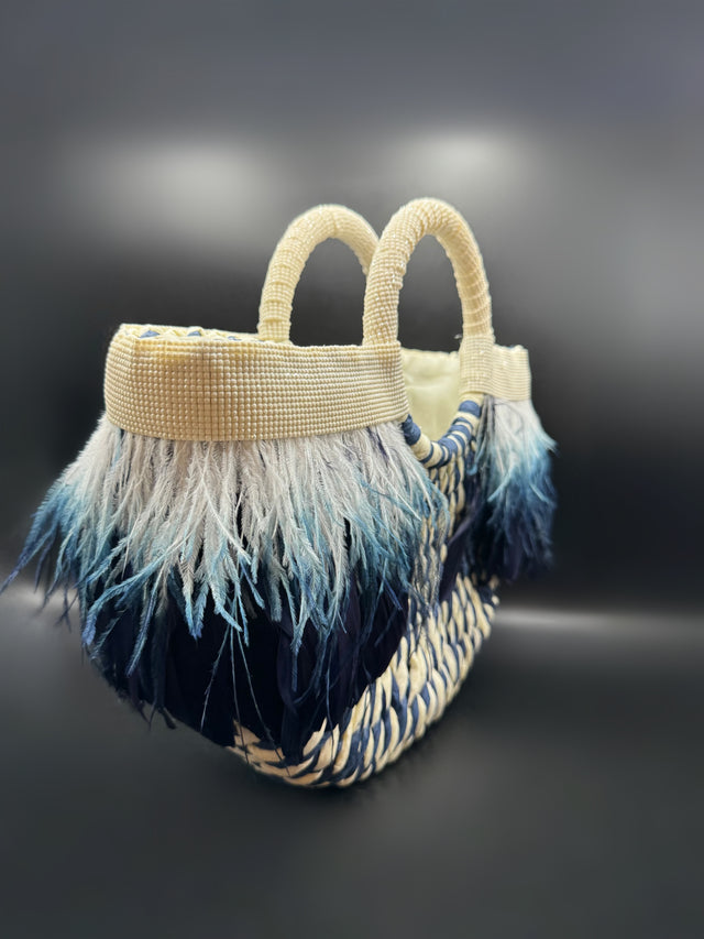 Blue Ombré Feather Tote