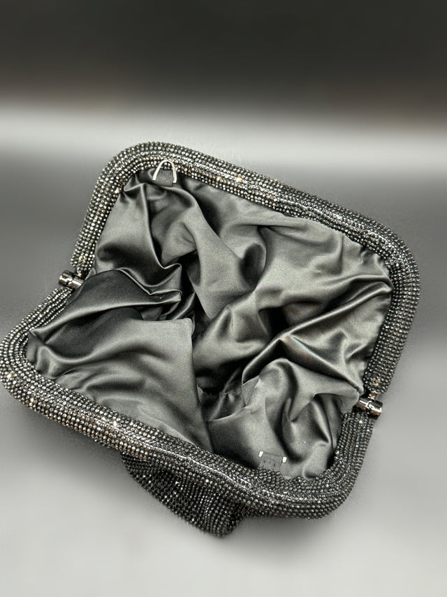 Slouchy Clutch Black & Platinum