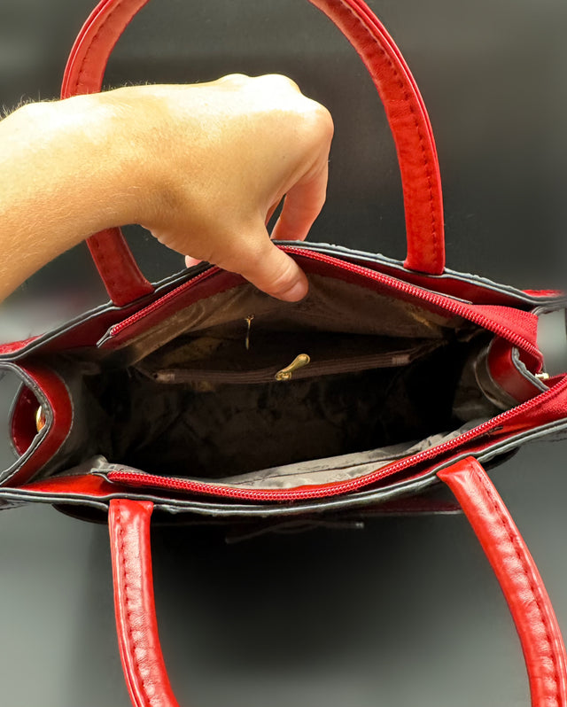 Red Leather Shoulder Tote