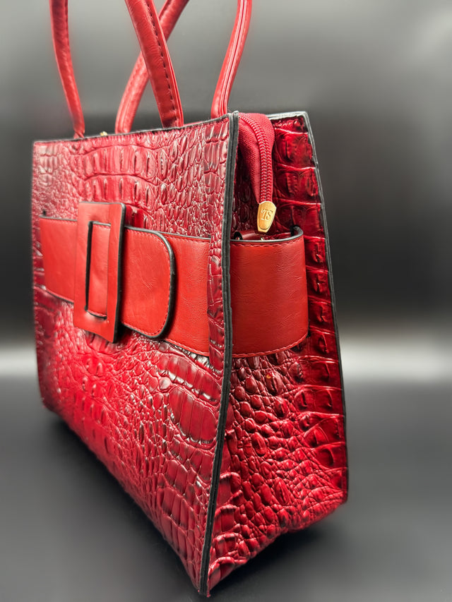 Red Leather Shoulder Tote