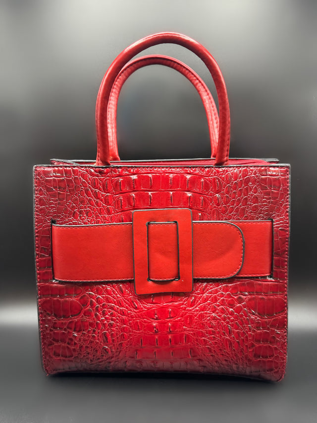 Red Leather Shoulder Tote