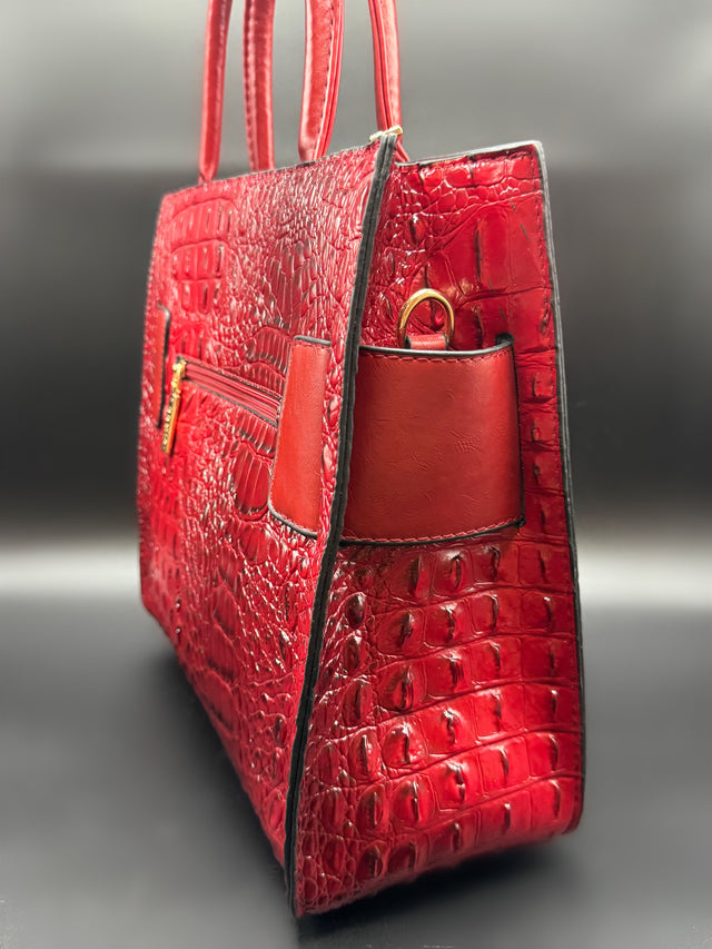 Red Leather Shoulder Tote