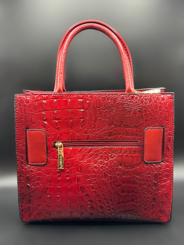 Red Leather Shoulder Tote