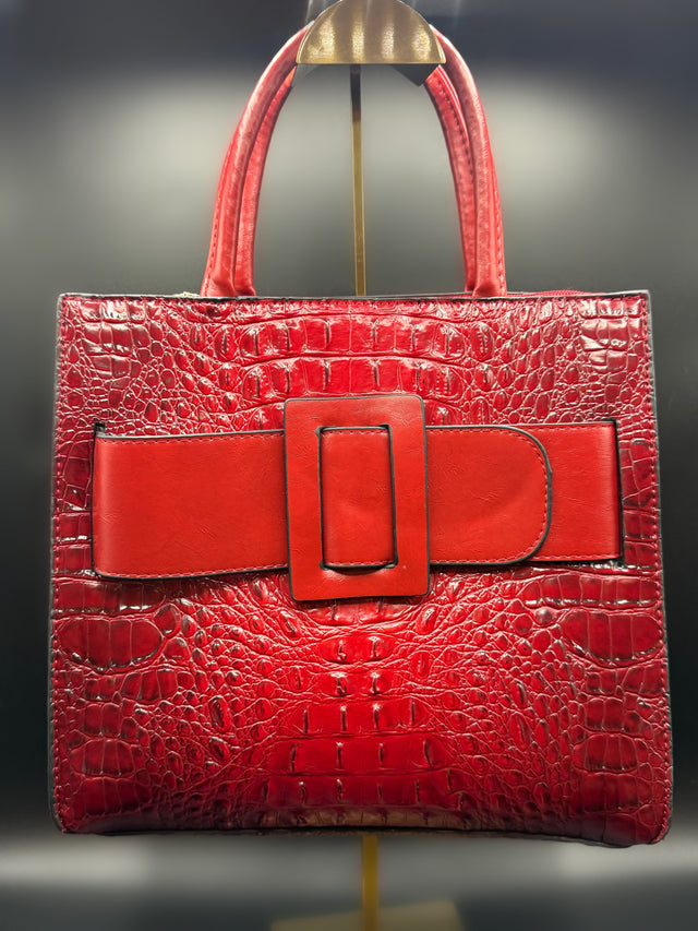 Red Leather Shoulder Tote