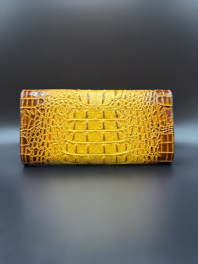 Croc Embossed Yellow Clutch